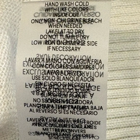 Karl Lagerfeld Paris Ivory Mock Neck Merino Wool Jeweled Shoulder Sweater M NWT - Picture 5 of 6